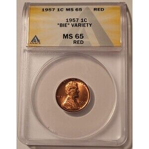 1957 Lincoln Wheat Cent BIE Variety MS65 Red ANACS